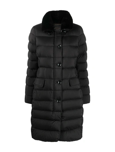 Moorer Vetiver Long Down Jacket In Black