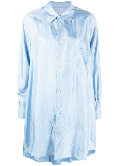 Shop Mm6 Maison Margiela Satin Shirt Dress In Blue