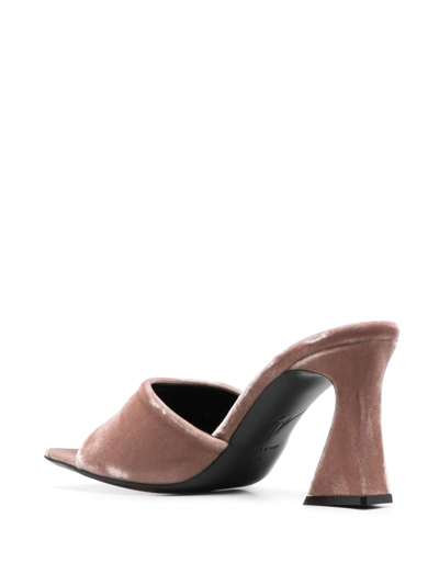 Shop Giuseppe Zanotti Velvet Mule Sandals In Brown