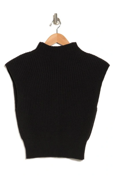 Shop Love By Design Mock Neck Cap Sleeve Sweater In Black