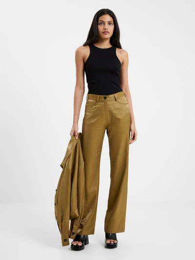 Shop French Connection Cammie Shimmer Trousers Nutria In Green