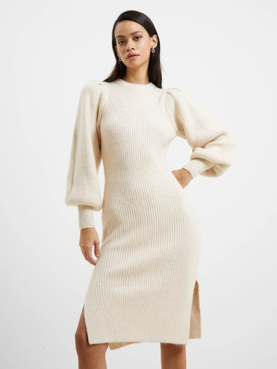 Shop French Connection Kessy Puff Sleeve Dress Oatmeal In Cream