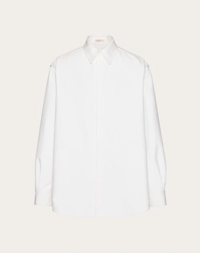 Shop Valentino Cotton Poplin Shirt Jacket In White