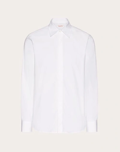 Shop Valentino Heavy Cotton Poplin Long Sleeve Shirt In White