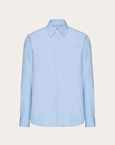 Shop Valentino Heavy Cotton Poplin Long Sleeve Shirt In Iris Liliac