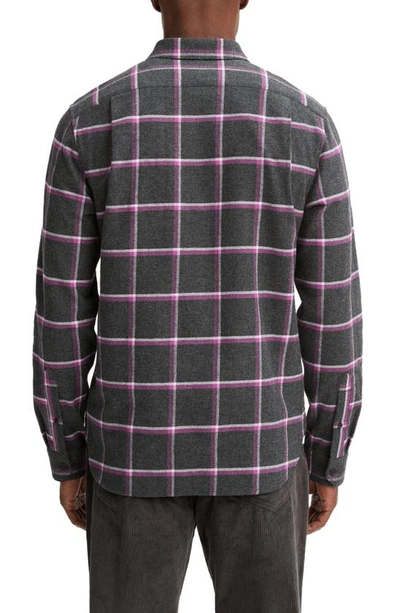 Shop Vince Skipton Plaid Flannel Button-up Shirt In Heather Grey/ Purple Stone