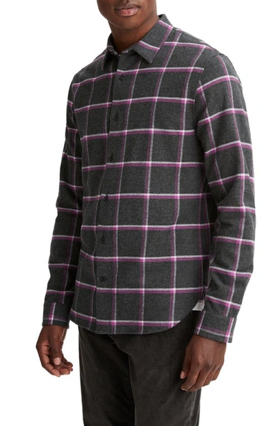 Shop Vince Skipton Plaid Flannel Button-up Shirt In Heather Grey/ Purple Stone
