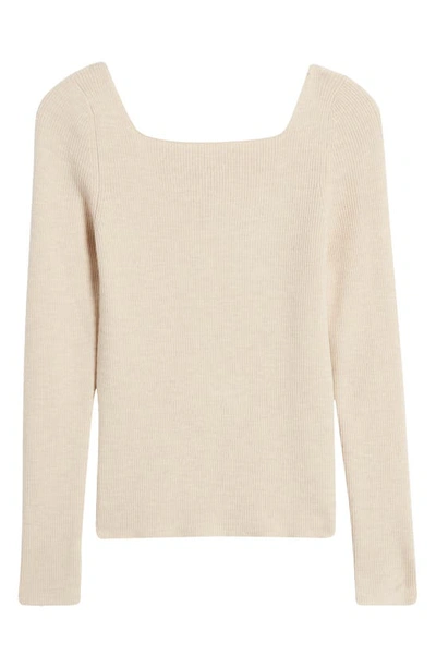 Shop & Other Stories Square Neck Wool Blend Rib Sweater In Beige Melange