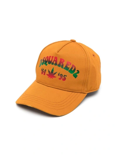 Shop Dsquared2 Could You Be Loved Logo Baseball Cap In Orange