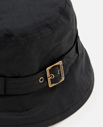 Shop Barbour Kelso Waxed Cotton Belted Bucket Hat In Black