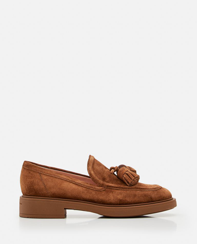 Shop Gianvito Rossi Suede Loafers In Brown