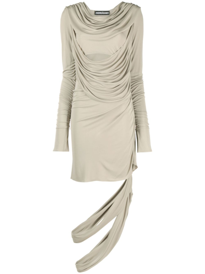Shop Andreädamo Draped Jersey Mini Dress - Women's - Viscose In Grey
