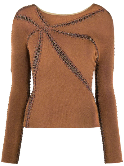 Shop Isa Boulder Brown Starfish Whipstitch Sweater In Rust