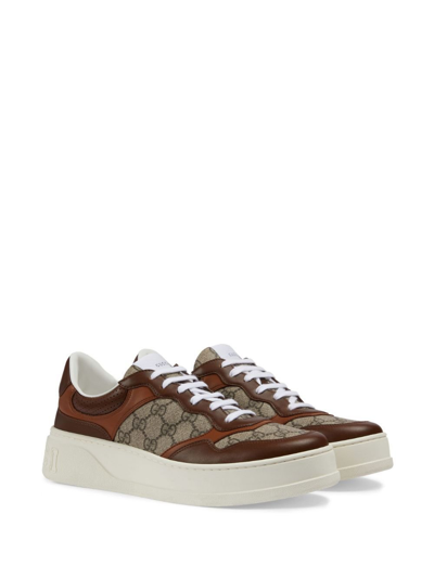 Shop Gucci Gg Supreme Panelled Sneakers - Men's - Rubber/canvas/calf Leather In Brown