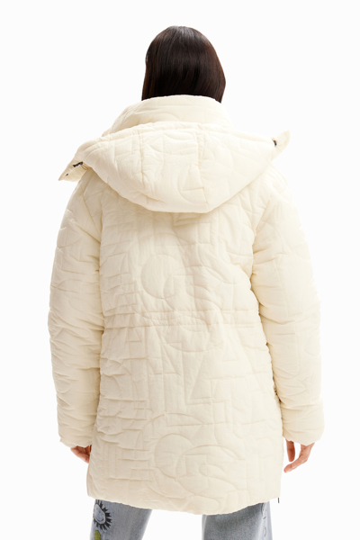 Shop Desigual Padded Zips Coat In White