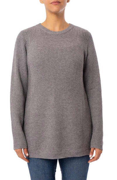 Shop Cyrus Mixed Knit Sweater In Medium Heather Grey