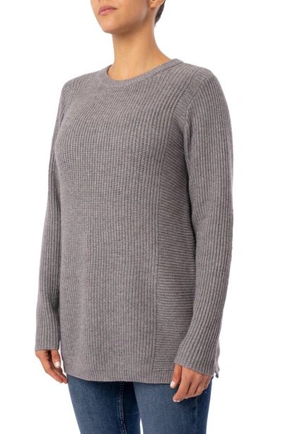 Shop Cyrus Mixed Knit Sweater In Medium Heather Grey