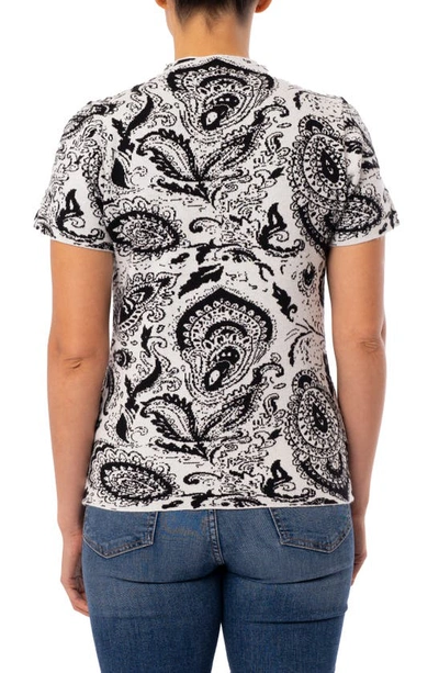 Shop Cyrus Paisley Pattern Short Sleeve Sweater Top In Bone/ Black Combo