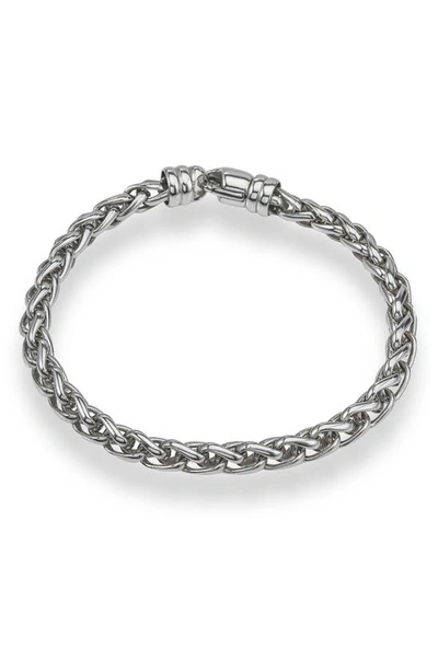Shop Esquire Mens' Rhodium Plated Sterling Silver Wheat Chain Bracelet