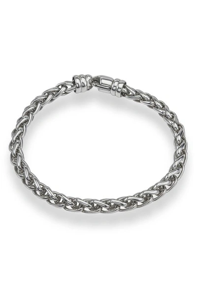 Esquire Mens' Rhodium Plated Sterling Silver Wheat Chain Bracelet In Silver