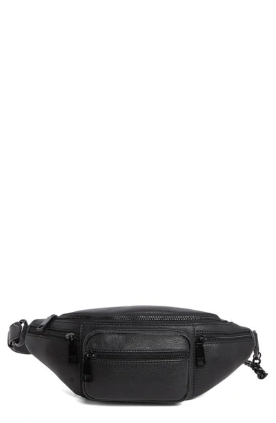 Shop Rebecca Minkoff Leather Zip Belt Bag In Black