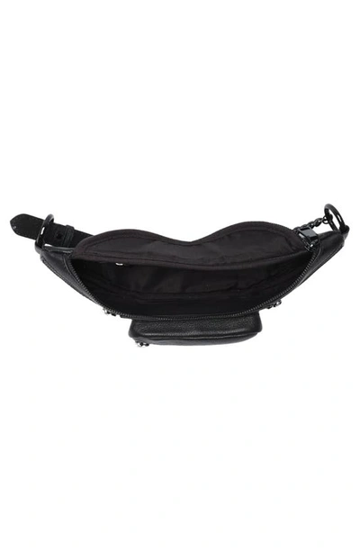 Shop Rebecca Minkoff Leather Zip Belt Bag In Black