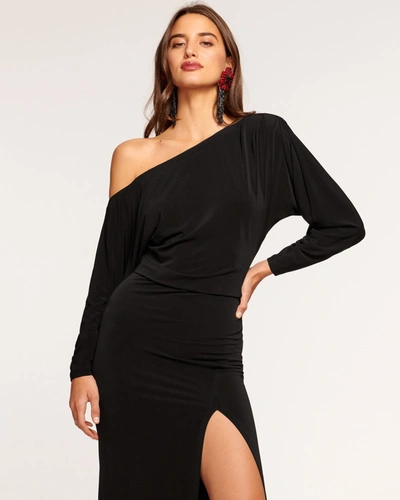 Shop Ramy Brook Isabel One Shoulder Midi Dress In Black