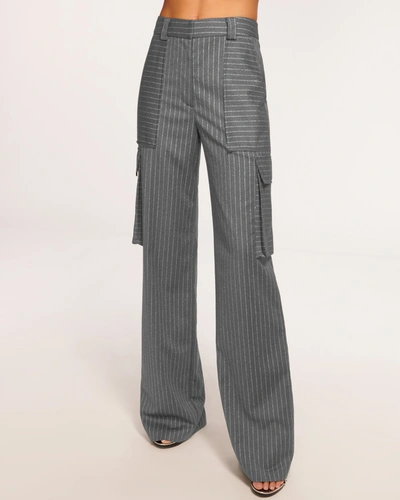 Shop Ramy Brook Noa High-waisted Trouser In Grey Pinstripe