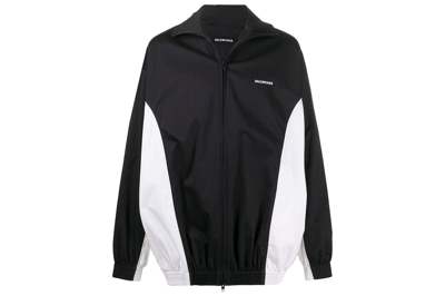 Pre-owned Balenciaga Logo Zip Up Windbreaker Jacket Black/white