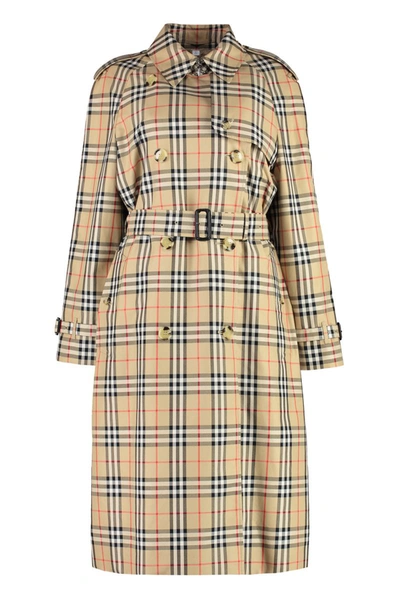 Shop Burberry Gabardine Trench Coat In Beige