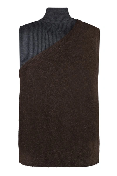 Shop Fendi Knitted Vest In Brown