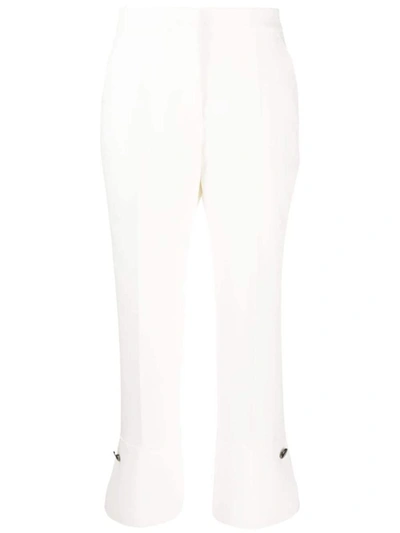 Shop Msgm Cropped-leg Flared Trousers In Off White