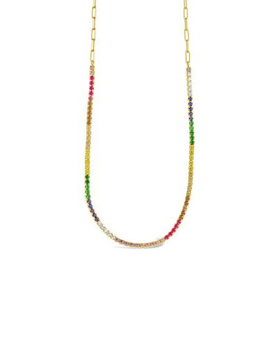 Sterling Forever 14k Plated Cz Maria Tennis Necklace