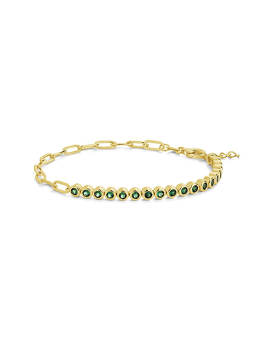 Sterling Forever 14k Plated Cz Chain Bracelet