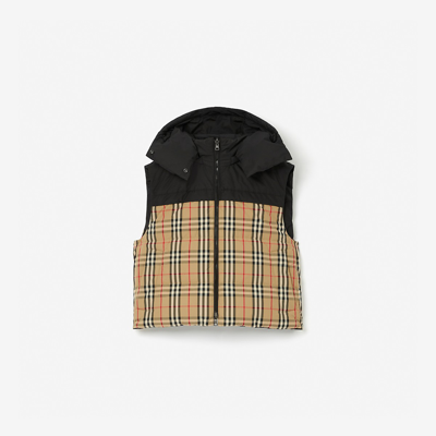 Shop Burberry Reversible Check Puffer Gilet In Archive Beige