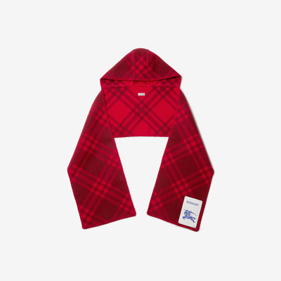 Shop Burberry Check Wool Hooded Scarf In Ripple