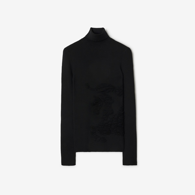 Shop Burberry Ekd Cashmere Blend Sweater In Black