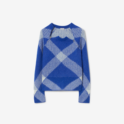 Shop Burberry Check Alpaca Wool Blend Sweater In Knight