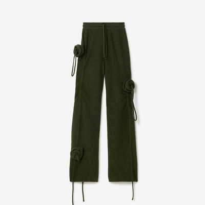 Shop Burberry Rose Wool Track Pants In Military