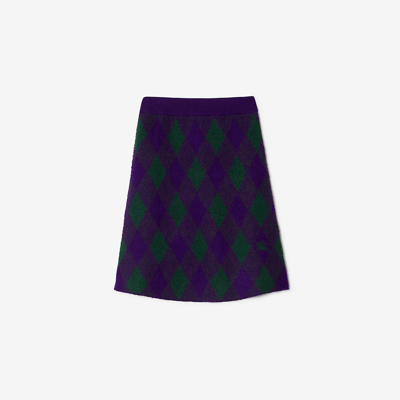 Shop Burberry Argyle Wool Skirt In Royal