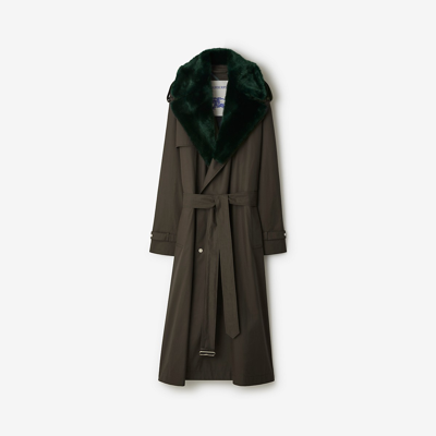 Shop Burberry Long Kennington Trench Coat In Otter