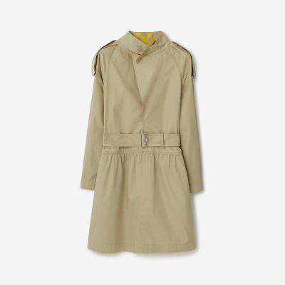 Shop Burberry Cotton Trench Dress In Hunter