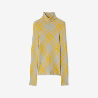 Shop Burberry Check Wool Blend Sweater In Hunter