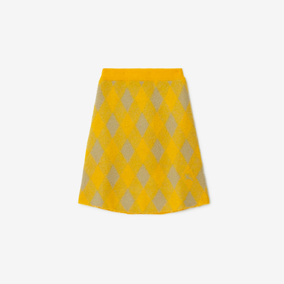 Shop Burberry Argyle Wool Skirt In Mimosa