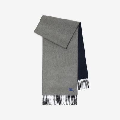 Shop Burberry Reversible Cashmere Scarf In Grey/navy