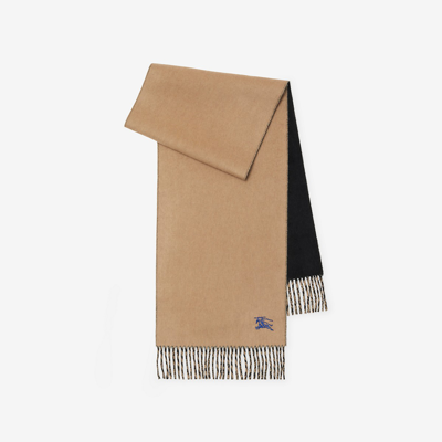 Shop Burberry Reversible Cashmere Scarf In Camel/black