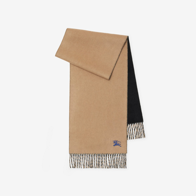 Burberry Beige Cashmere Reversible Scarf In Camel/black