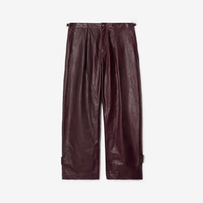 Shop Burberry Leather Trousers In Plum