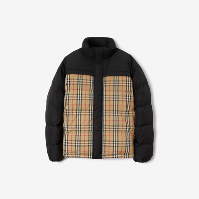 Shop Burberry Reversible Check Puffer Jacket In Archive Beige