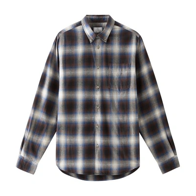 Shop Woolrich Light Flannel Madras Shirt In Hombre_grey